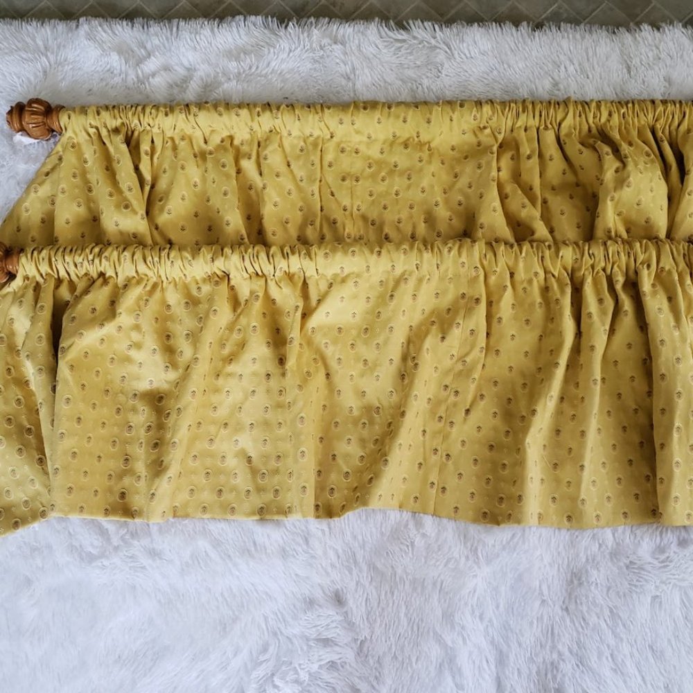 Custom Curtains 2 Valances 68W x 18L Each Wide Pocket Yellow Roses Heavy Duty Co